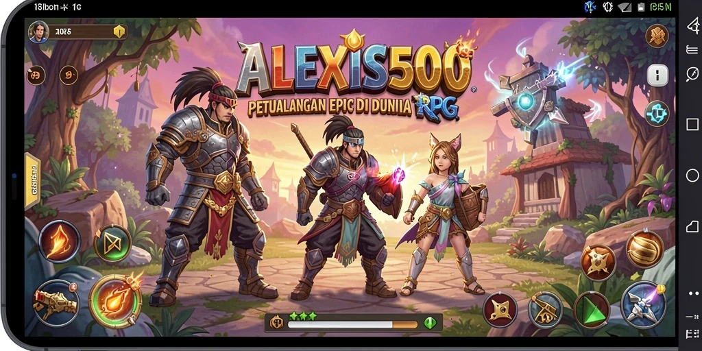 Tangkapan layar ALEXIS500 yang menampilkan pertempuran seru dalam game RPG.