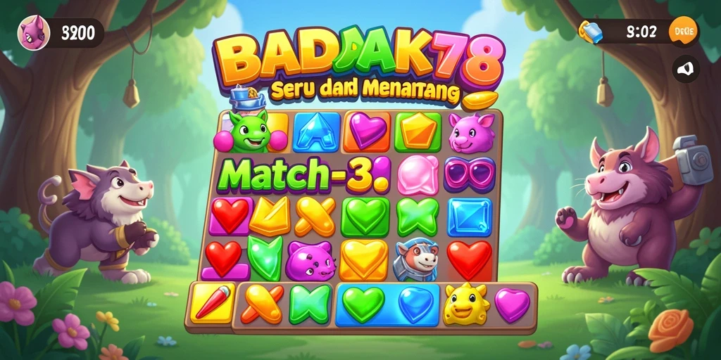 Screenshot utama BADAK178 yang menampilkan gameplay seru Match-3.