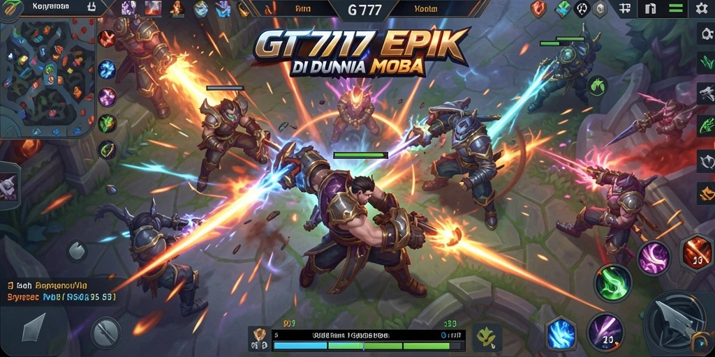 Screenshot utama gameplay GT777 yang menunjukkan aksi seru pertarungan MOBA.