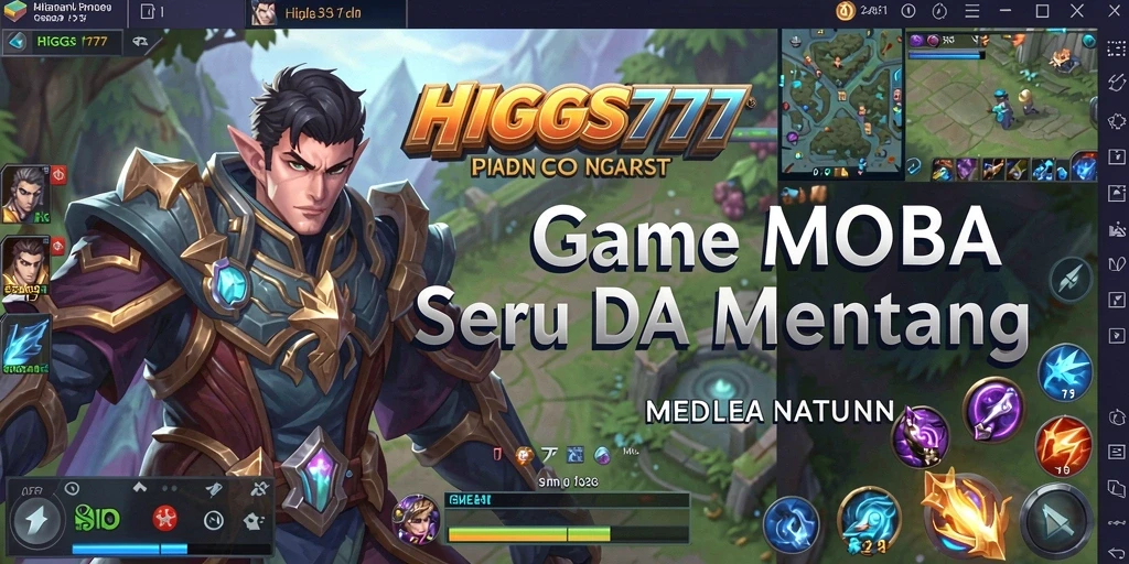 Tampilan gameplay seru HIGGS777 dalam aksi pertempuran MOBA.