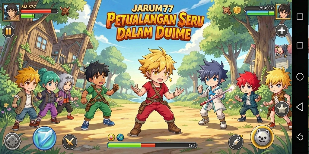 Gameplay seru penuh warna dalam JARUM77, menikmati petualangan anime.