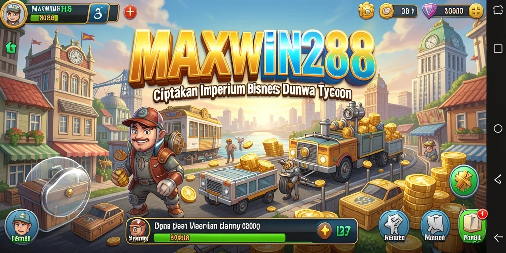 Screenshot gameplay <strong>MAXWIN288</strong> menampilkan momen mendebarkan dalam mengelola bisnis.