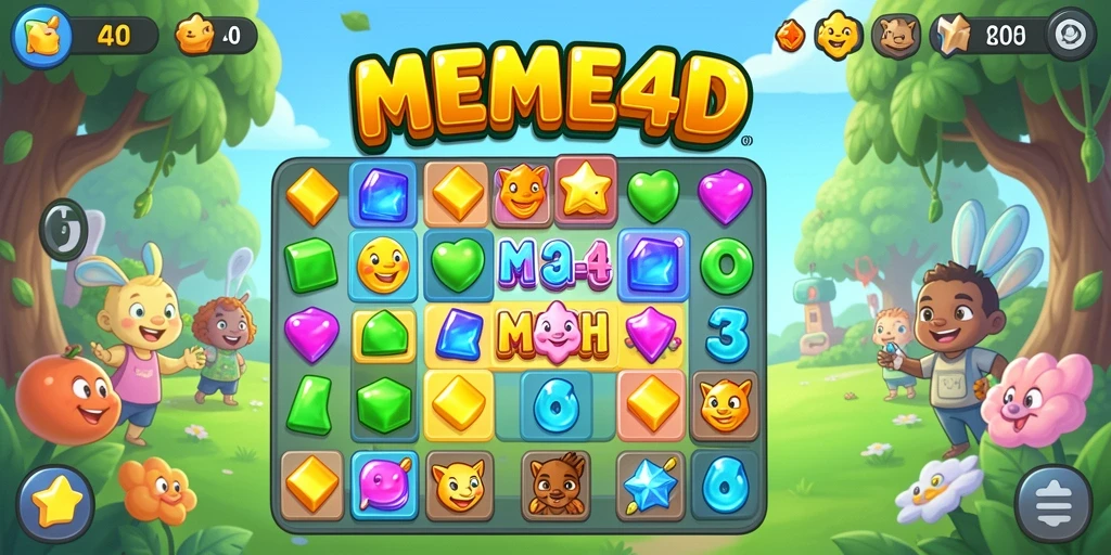 Tampilan permainan Match-3 di MEME4D yang penuh warna dan seru.