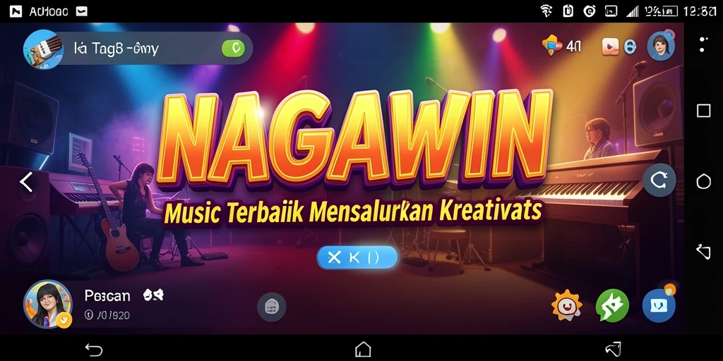 Gameplay NAGAWIN menampilkan pengguna yang beraksi dengan alat musik.