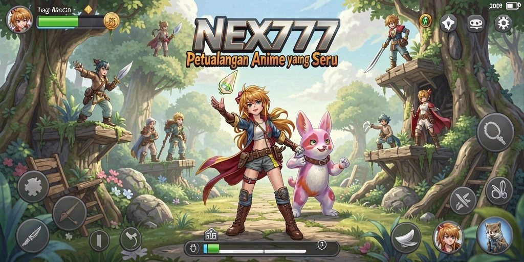 Tampilan gameplay seru di NEX777 dengan karakter anime ikonik.
