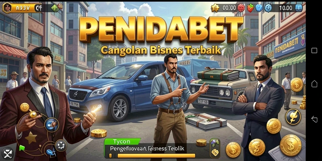 Screenshot gameplay menunjukkan pengelolaan bisnis yang seru.