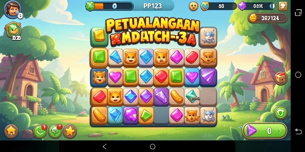 Tampilan gameplay seru di PP123 untuk pengalaman Match-3.