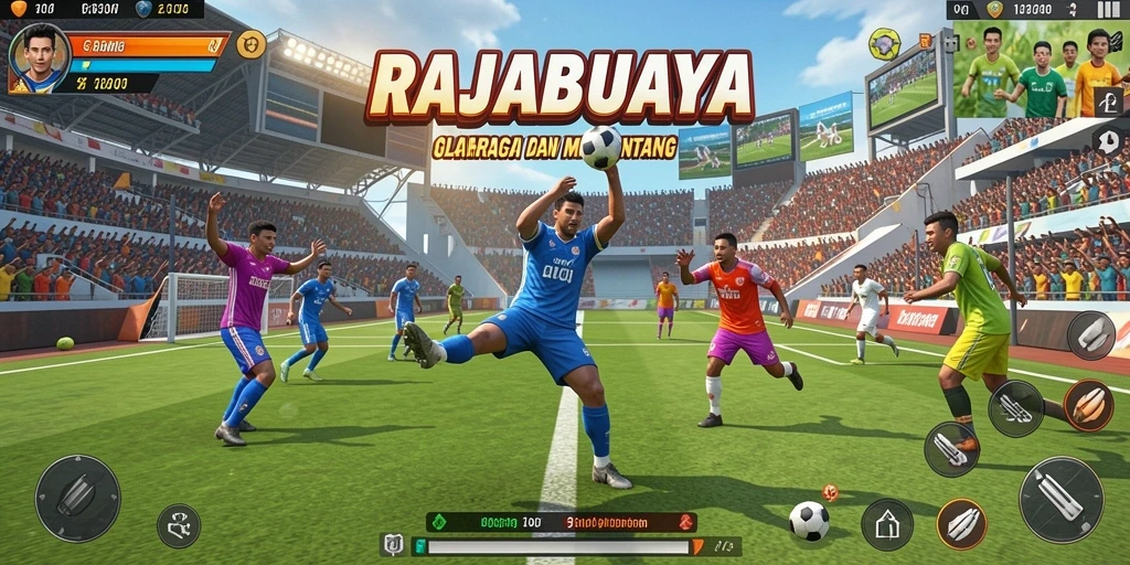 Tangkapan layar dari gameplay <strong>RAJABUAYA</strong> yang menampilkan aksi olahraga yang mendebarkan.