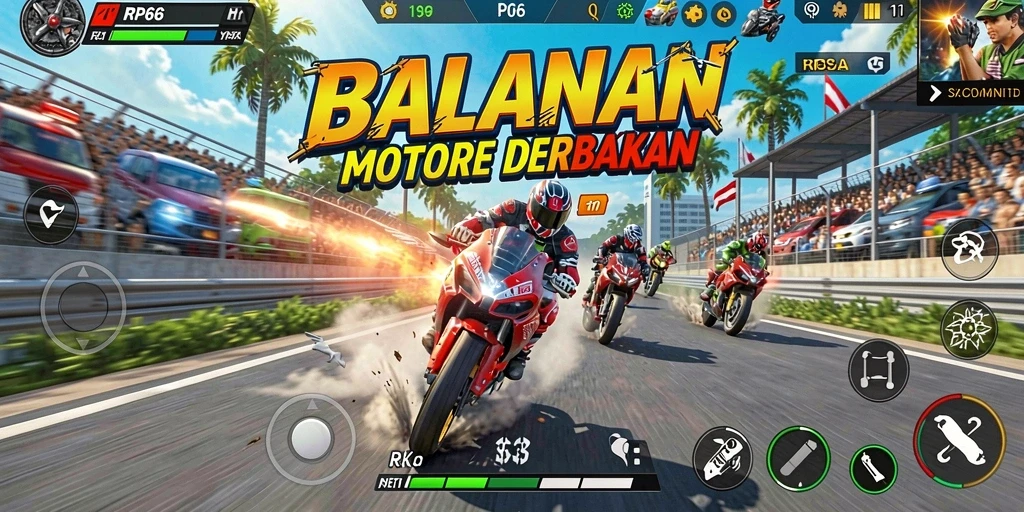 Tampilan gameplay RP66 yang mendebarkan di lintasan balap.