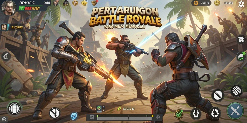 Tampilan seru RPVIP2 saat pertarungan Battle Royale berlangsung.