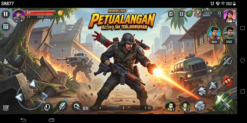 Tangkapan layar dari gameplay <strong>SR877</strong> yang menampilkan aksi pertarungan epik.