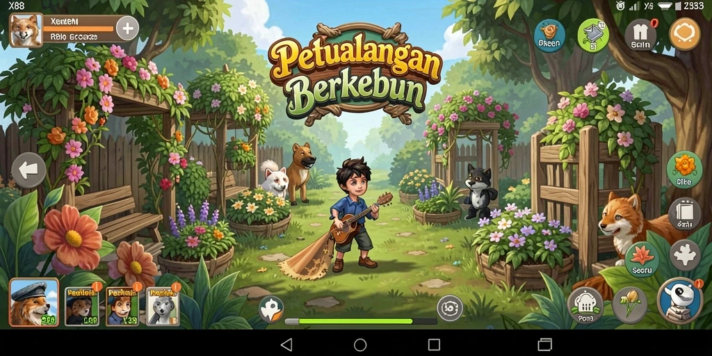 Tampilan screenshot game X88 menunjukkan aktivitas berkebun yang seru.