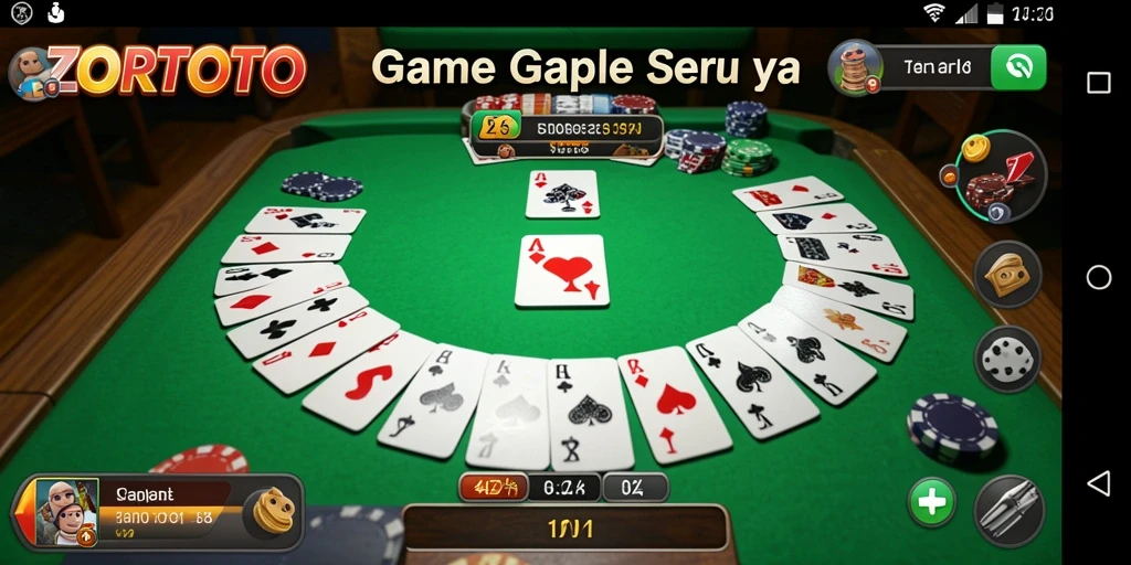 Tangkapan layar ZORTOTO menampilkan gameplay Gaple yang menarik dan interaktif.